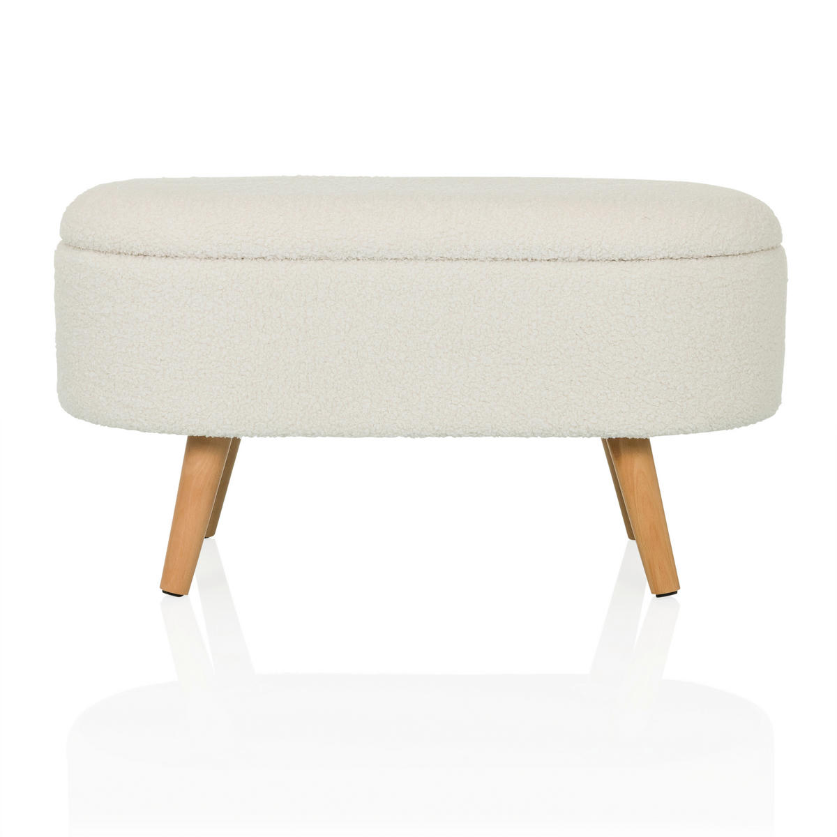 HOCKER Bouclé Weiß  - Eichefarben/Weiß, MODERN, Holzwerkstoff/Textil (82/43/47cm) - MID.YOU