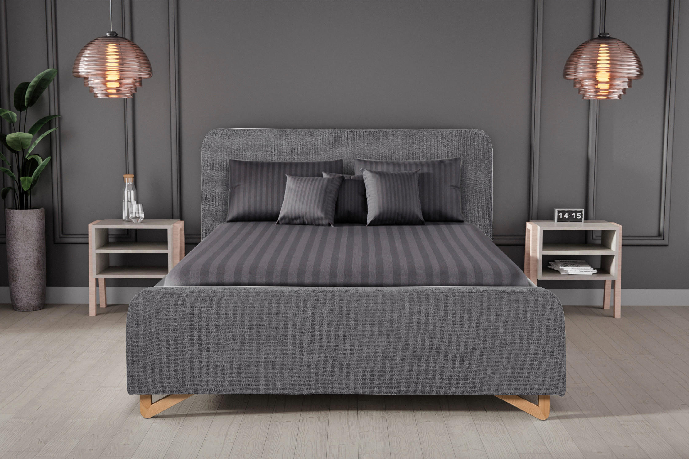 Polsterbett Mit Bettkasten 180x200 Flamingo Anthrazit