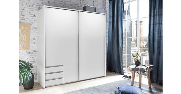 SCHWEBETÜRENSCHRANK in Weiß - Alufarben/Weiß, Design, Holzwerkstoff/Metall (179/198/64cm) - Carryhome