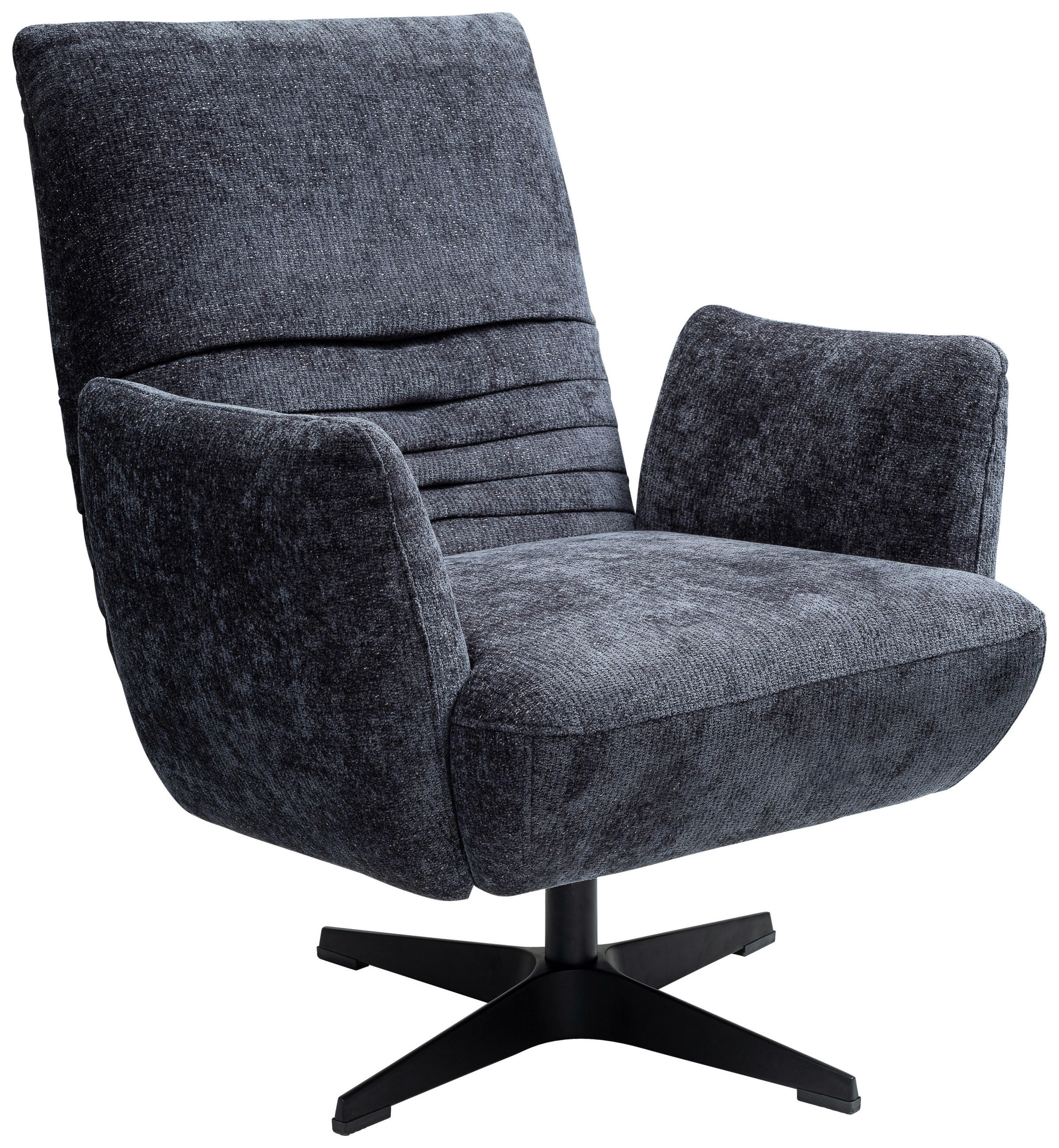 SESSEL in Chenille Dunkelblau  - Schwarz/Dunkelblau, Design, Textil/Metall (60/94/86cm) - Dieter Knoll