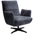 SESSEL in Chenille Dunkelblau  - Schwarz/Dunkelblau, Design, Textil/Metall (60/94/86cm) - Dieter Knoll