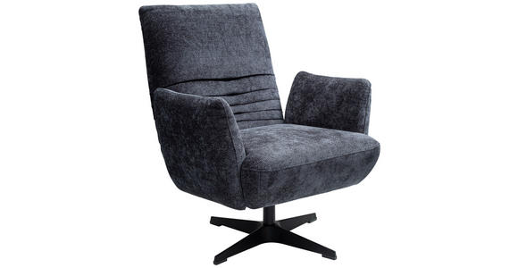 SESSEL in Chenille Dunkelblau  - Schwarz/Dunkelblau, Design, Textil/Metall (60/94/86cm) - Dieter Knoll