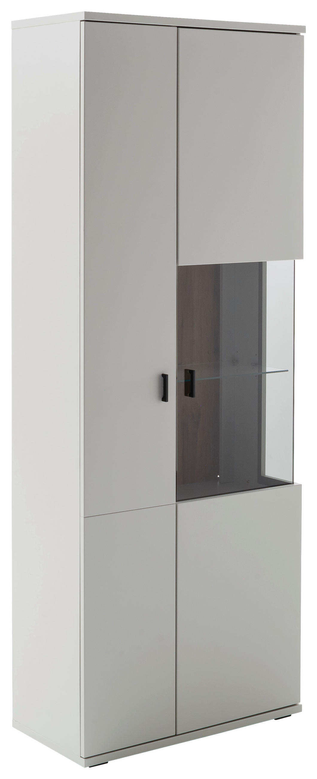 VITRINE in Weiß, Eichefarben  - Eichefarben/Anthrazit, Design, Glas/Holzwerkstoff (75/199/37cm) - Stylife