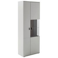VITRINE Weiss, Eichefarben  75/199/37 cm  - Weiss/Eichefarben, Design, Glas/Holzwerkstoff (75/199/37cm) - Stylife
