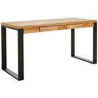 PISALNA MIZA les barve hrasta  - črna/barve hrasta, Moderno, kovina/les (150/65/76cm) - Linea Natura