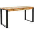 SCHREIBTISCH 150/65/76 cm  in Eichefarben  - Eichefarben/Schwarz, MODERN, Holz/Metall (150/65/76cm) - Linea Natura