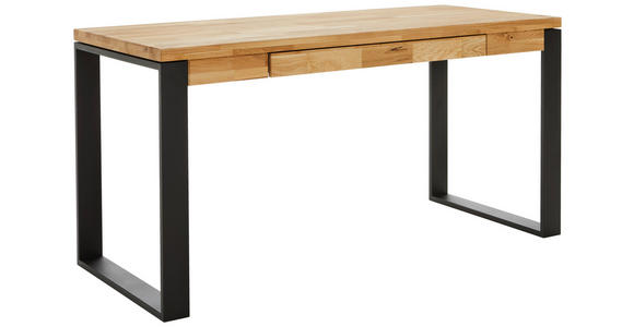 SCHREIBTISCH 150/65/76 cm  in Eichefarben  - Eichefarben/Schwarz, MODERN, Holz/Metall (150/65/76cm) - Linea Natura