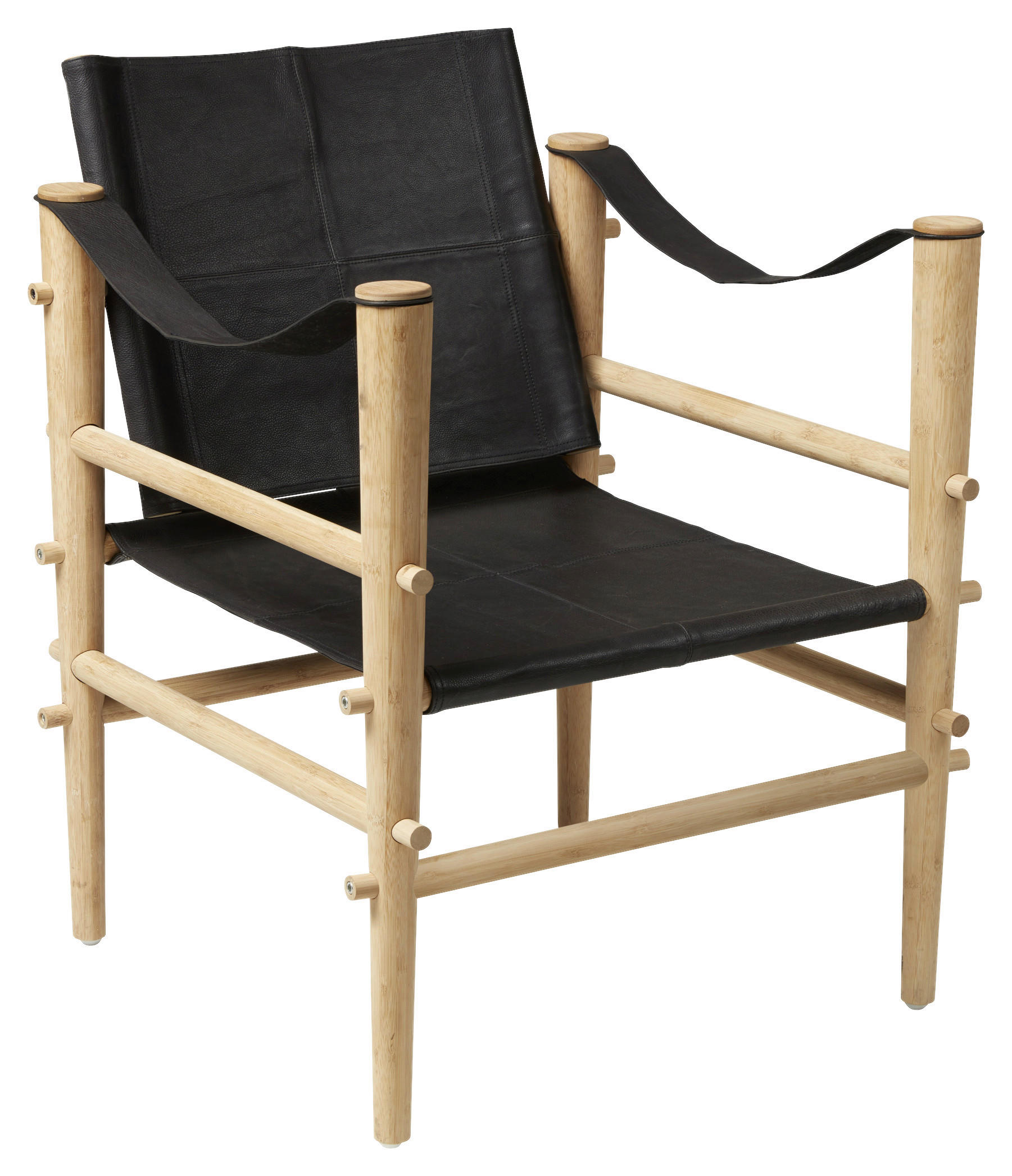 SESSEL in Echtleder Schwarz  - Schwarz/Naturfarben, ROMANTIK / LANDHAUS, Leder/Holz (59/79/61cm) - MID.YOU