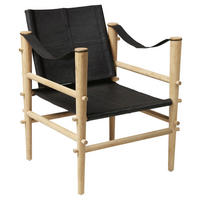SESSEL in Echtleder Schwarz  - Schwarz/Naturfarben, ROMANTIK / LANDHAUS, Leder/Holz (59/79/61cm) - MID.YOU