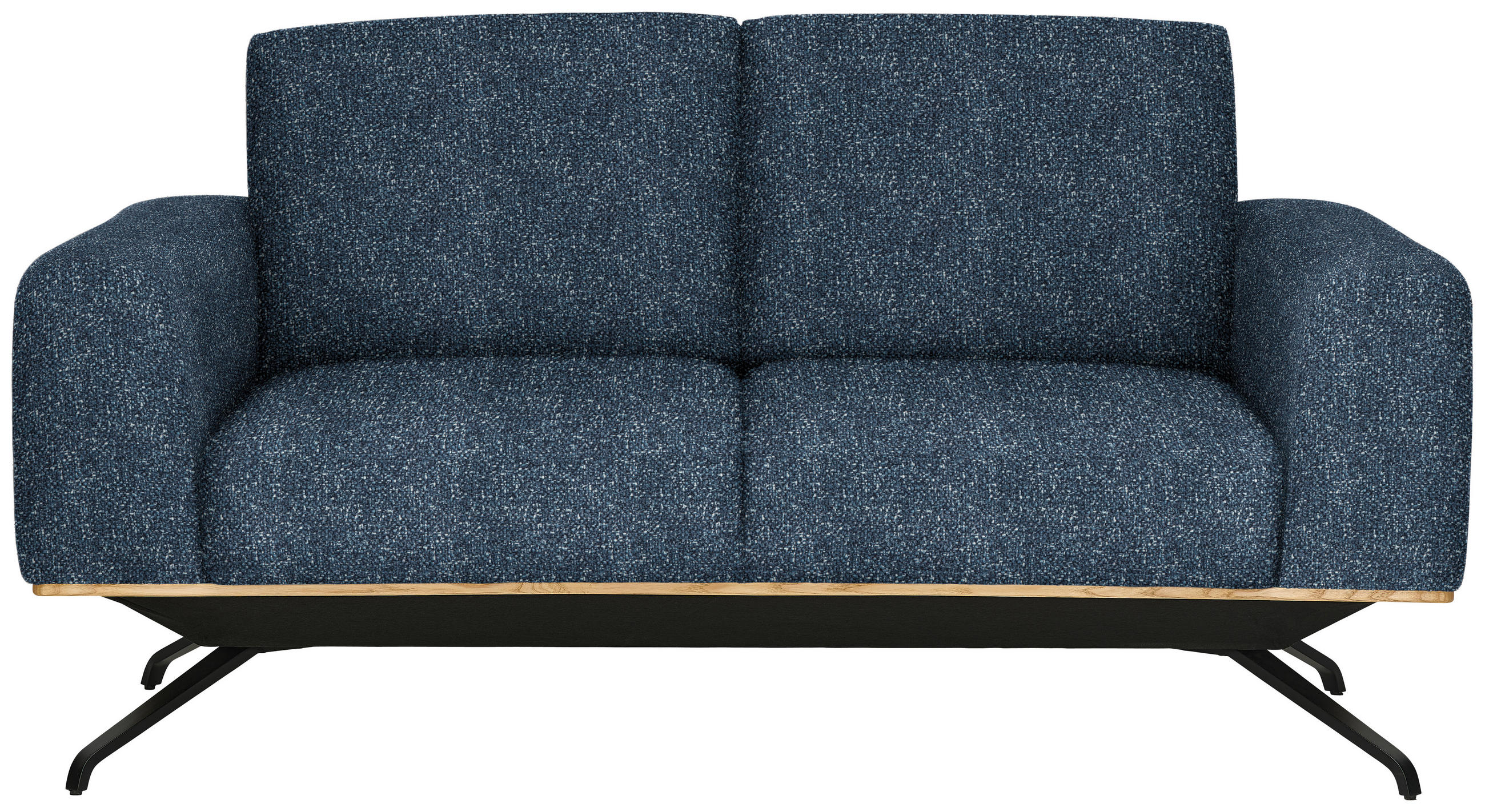 2-SITZER-SOFA in Struktur Blau  - Blau/Schwarz, Design, Holz/Textil (166/85-104/95cm) - Novel