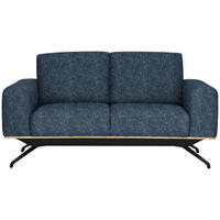 2-SITZER-SOFA in Struktur Blau  - Blau/Schwarz, Design, Holz/Textil (166/85-104/95cm) - Novel
