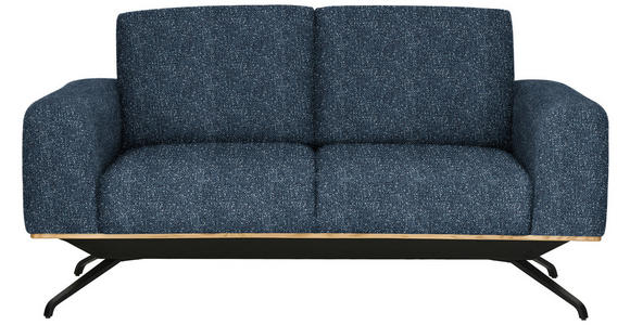 2-SITZER-SOFA in Struktur Blau - Blau/Schwarz, Design, Holz/Textil (166/85-104/95cm) - Novel