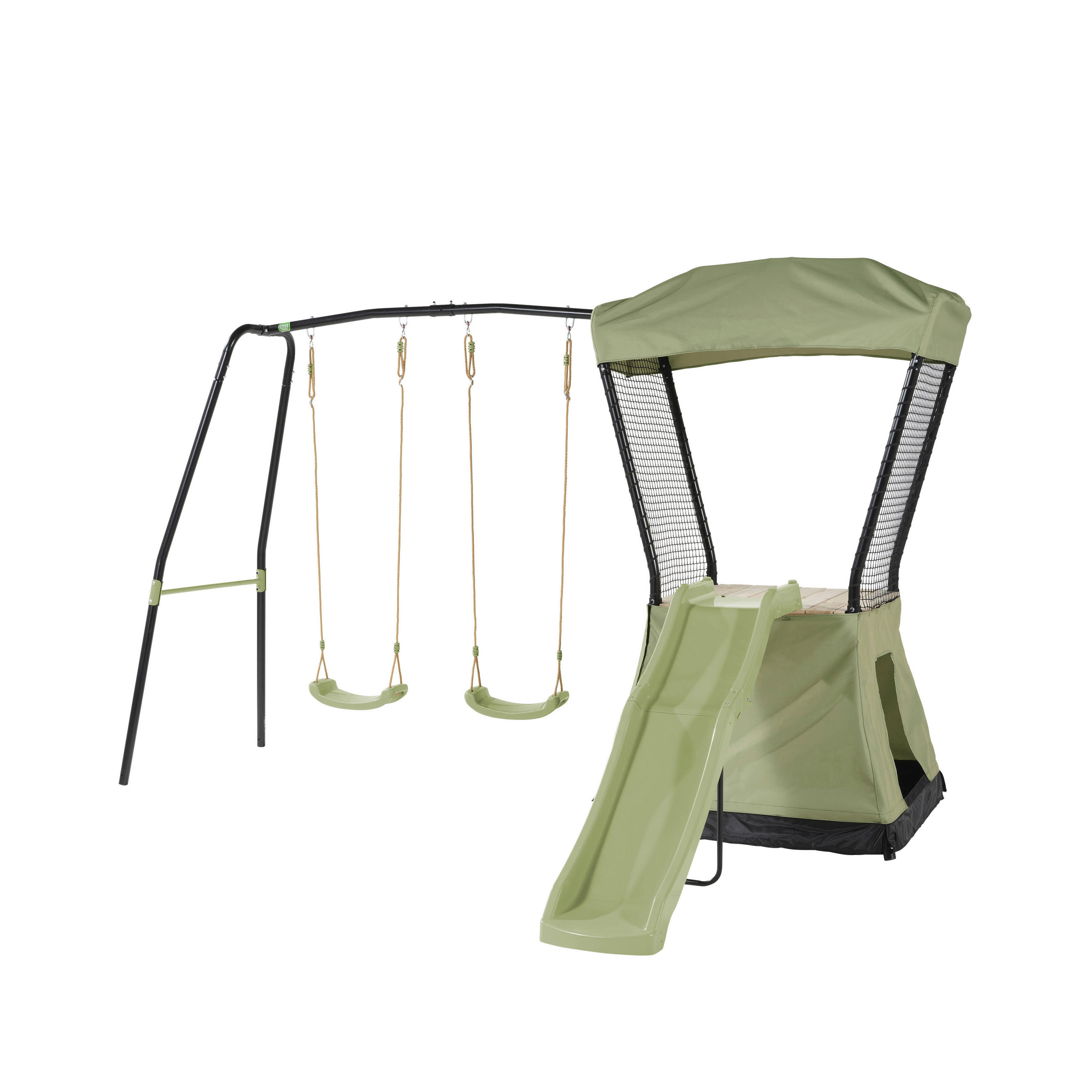SPIELHAUS  - Schwarz/Naturfarben, KONVENTIONELL, Holz/Kunststoff (253/340/216cm) - EXIT Toys