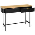 KONSOLENTISCH Schwarz, Eichefarben  - Eichefarben/Goldfarben, Trend, Holzwerkstoff/Metall (110/35/78cm) - Xora