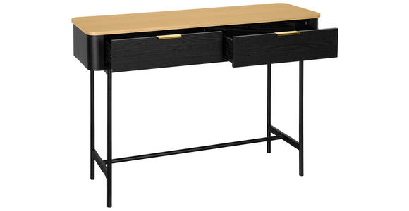 KONSOLENTISCH Schwarz, Eichefarben - Eichefarben/Goldfarben, Trend, Holzwerkstoff/Metall (110/35/78cm) - Xora