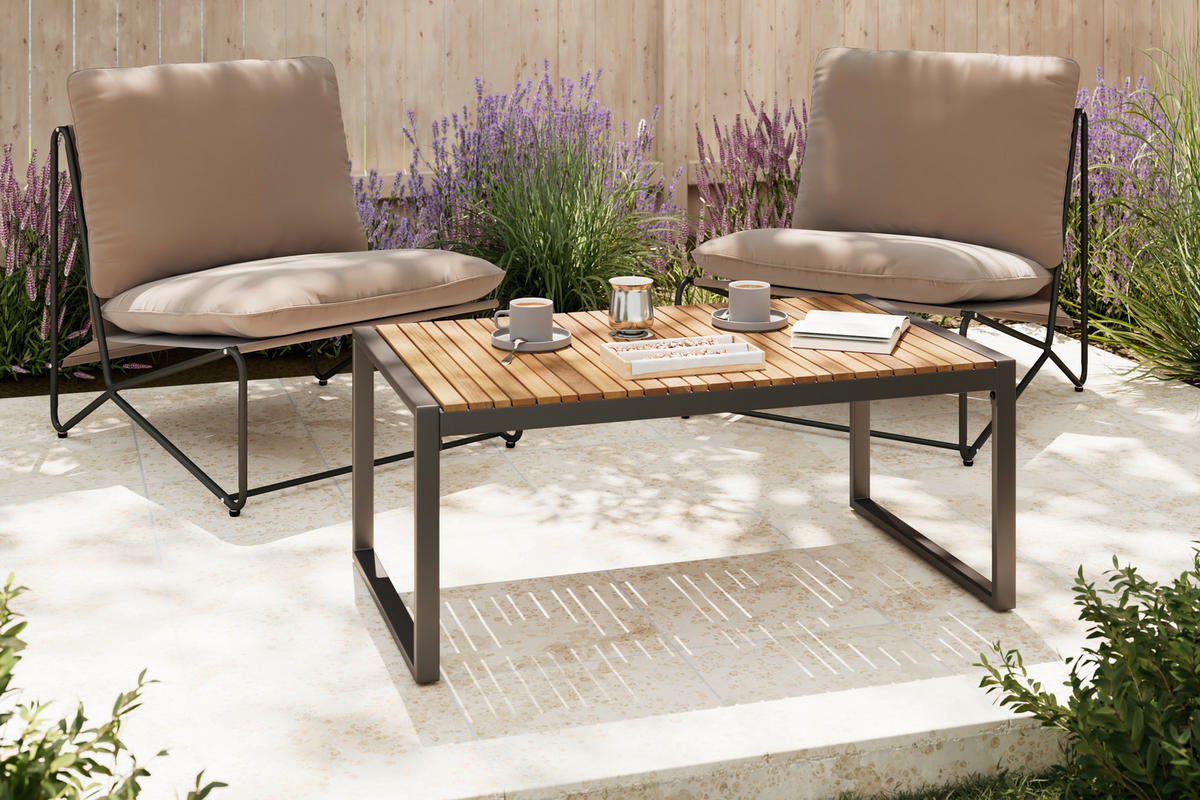 LOUNGETISCH  - Grau, MODERN, Holz/Metall (110/45/62cm) - Ambia Garden