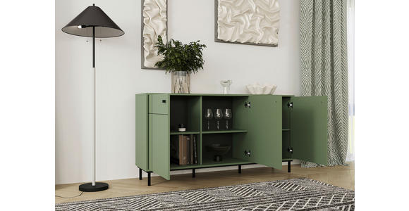 SIDEBOARD in 160,2/81,8/37 cm - Schwarz/Grün, MODERN, Holzwerkstoff/Kunststoff (160,2/81,8/37cm) - Carryhome