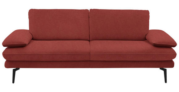 3-SITZER-SOFA Dieter Knoll in Velours Koralle  - Koralle/Beige, Design, Textil/Metall (222/89/104cm) - Dieter Knoll