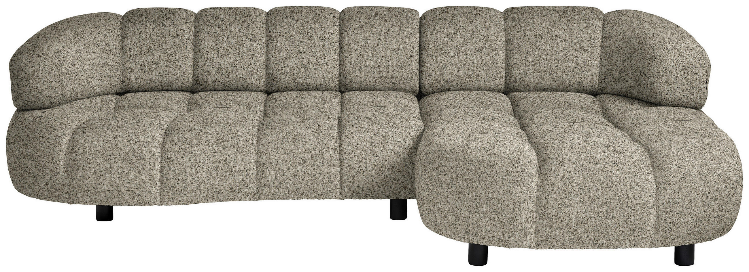ECKSOFA Hellbraun Webstoff  - Hellbraun/Schwarz, Design, Holz/Textil (284/183cm) - Welnova