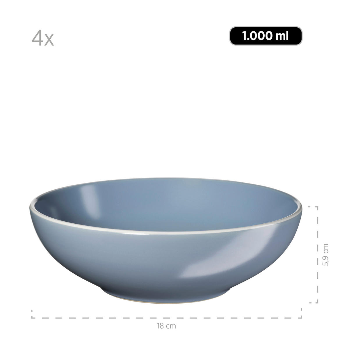 KOMBISERVICE Elissa 24-teilig  - Blau, Basics, Keramik (46,5/33/32cm) - Mäser