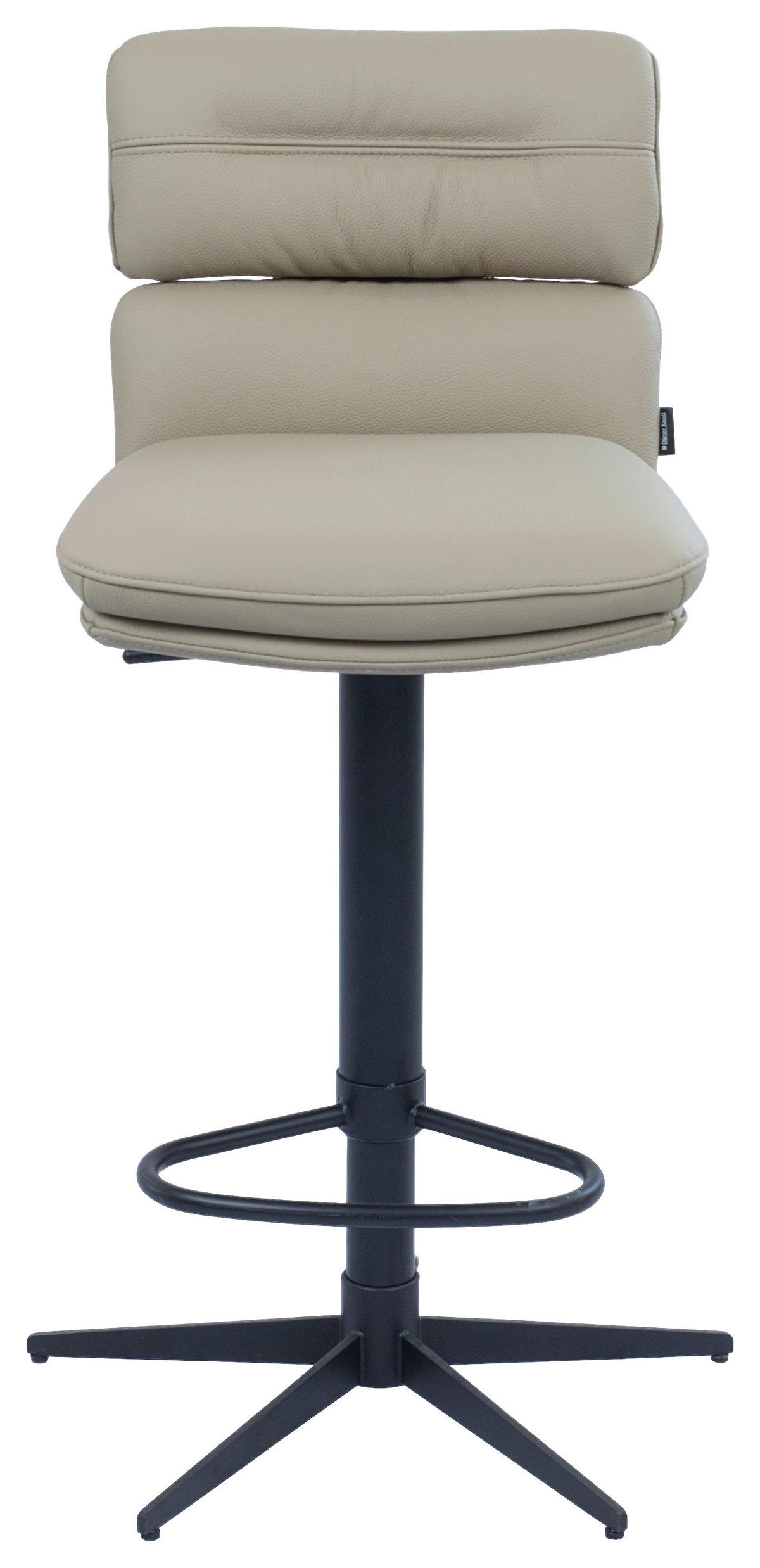 BARHOCKER Echtleder Schwarz, Taupe Eisen Lederauswahl, Stoffauswahl, Wippfunktion, Sitzfläche 360° drehbar  - Taupe/Schwarz, Design, Leder/Metall (42/99-117/50cm) - Dieter Knoll