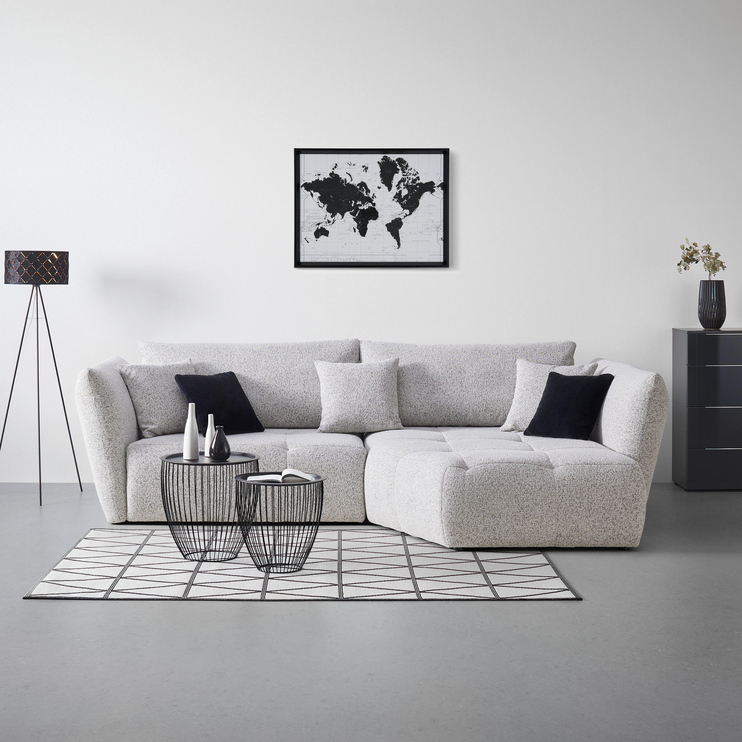 ECKSOFA Struktur Beige  - Beige/Schwarz, Modern, Textil (300/193cm) - Livetastic