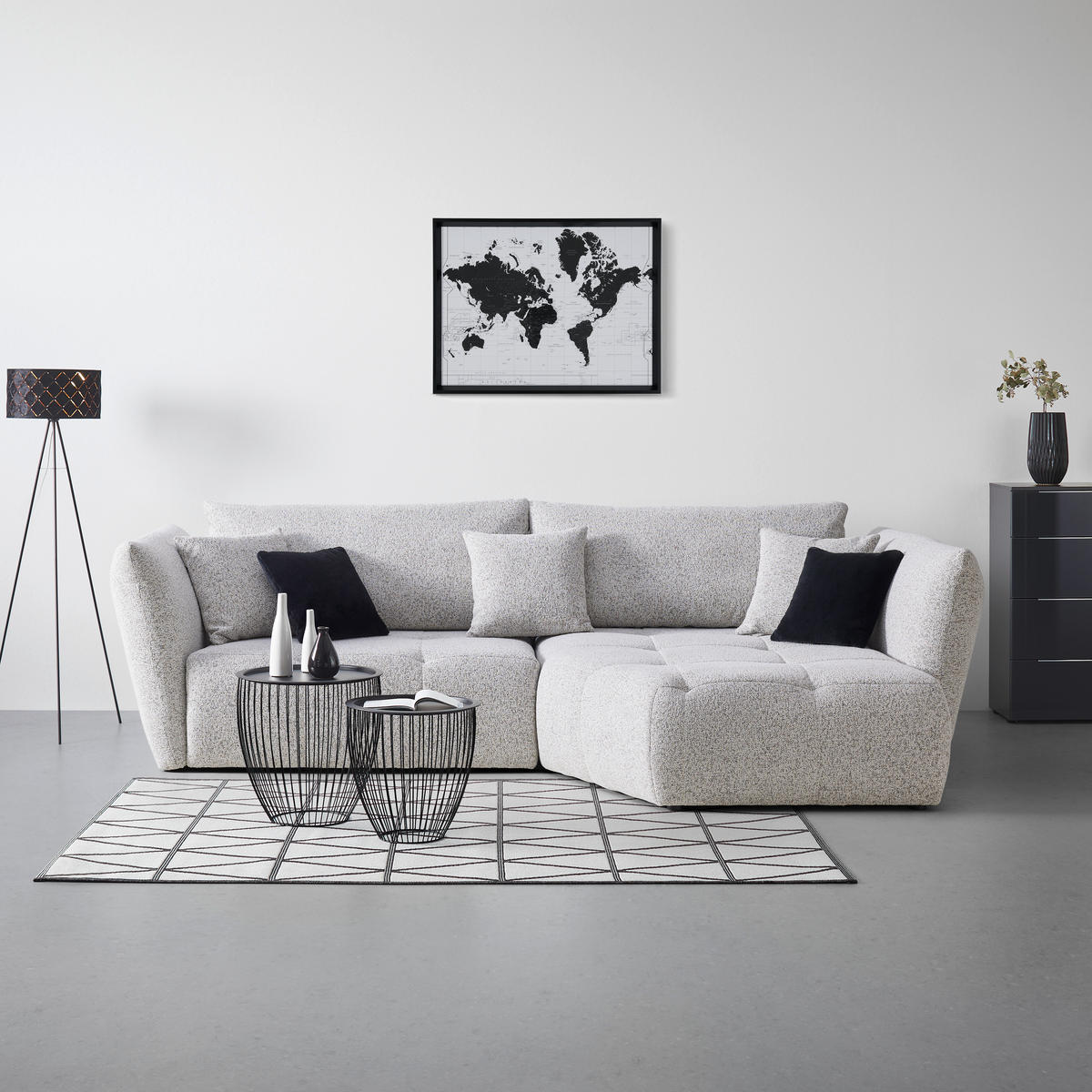 ECKSOFA Struktur Beige  - Beige/Schwarz, Modern, Textil (300/193cm) - Livetastic