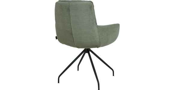 ARMLEHNSTUHL  Stoffauswahl, Typenauswahl, Sitzfläche 360° drehbar, Gestellauswahl Cord  - Schwarz/Olivgrün, Design, Textil/Metall (63/90/69cm) - Johann Jakob
