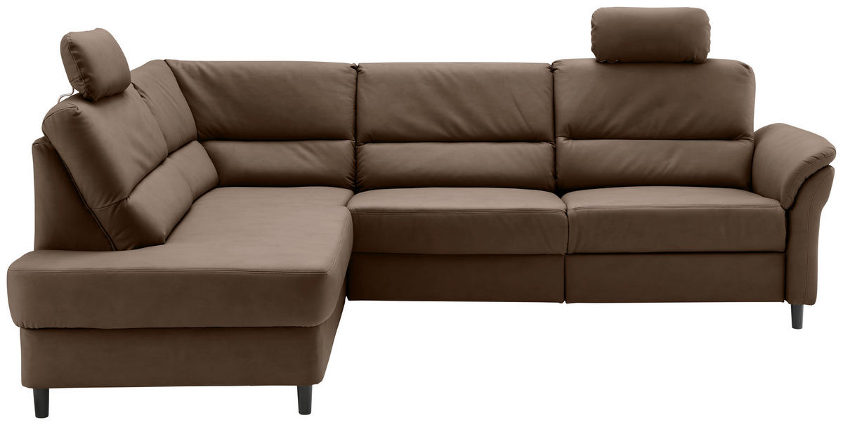 ECKSOFA in Lederlook Braun  - Schwarz/Braun, Modern, Holz/Textil (190/266cm) - Livetastic