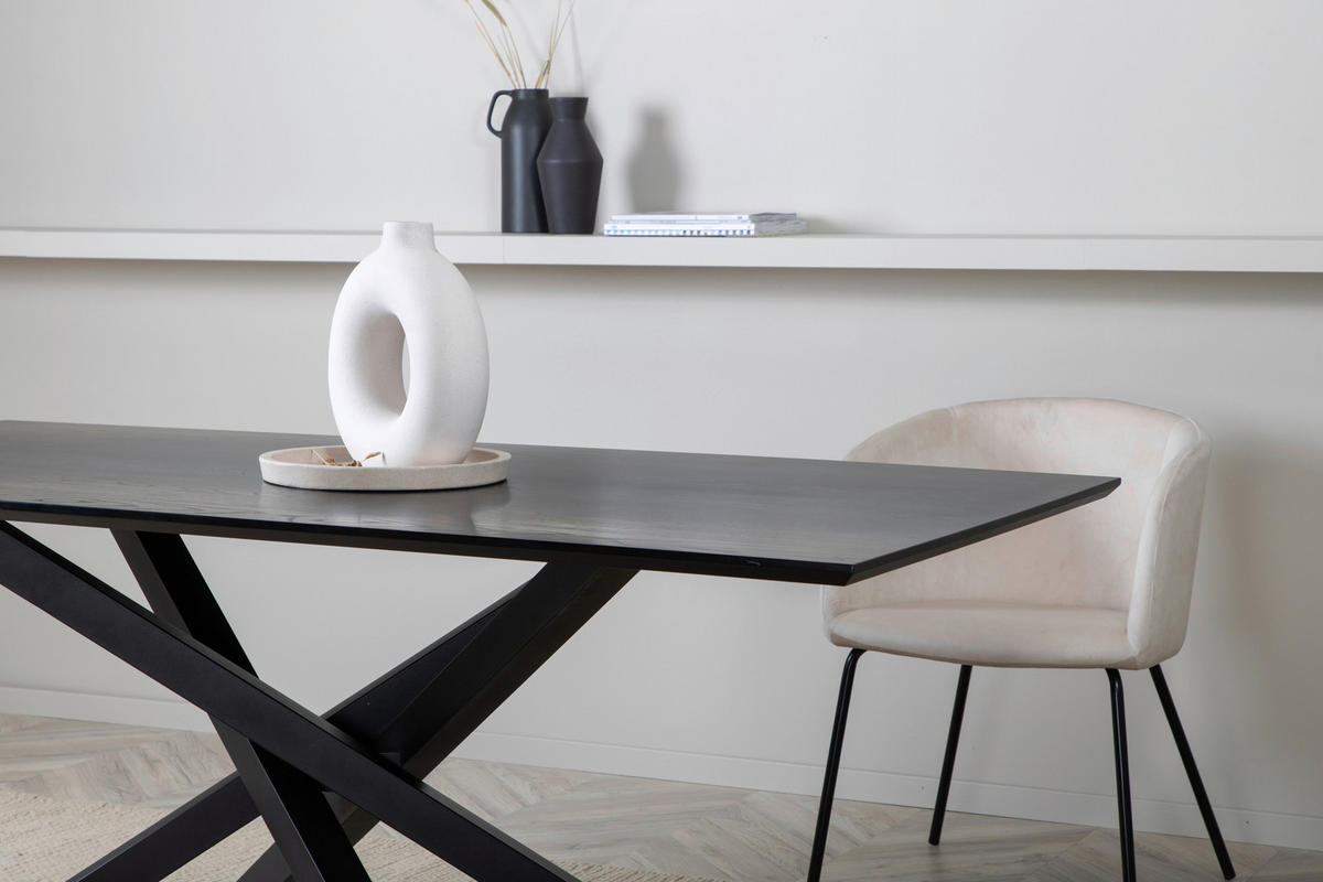 ESSTISCH furniert rechteckig Schwarz  - Schwarz, Design, Holzwerkstoff/Metall (180/90/76cm) - Livetastic