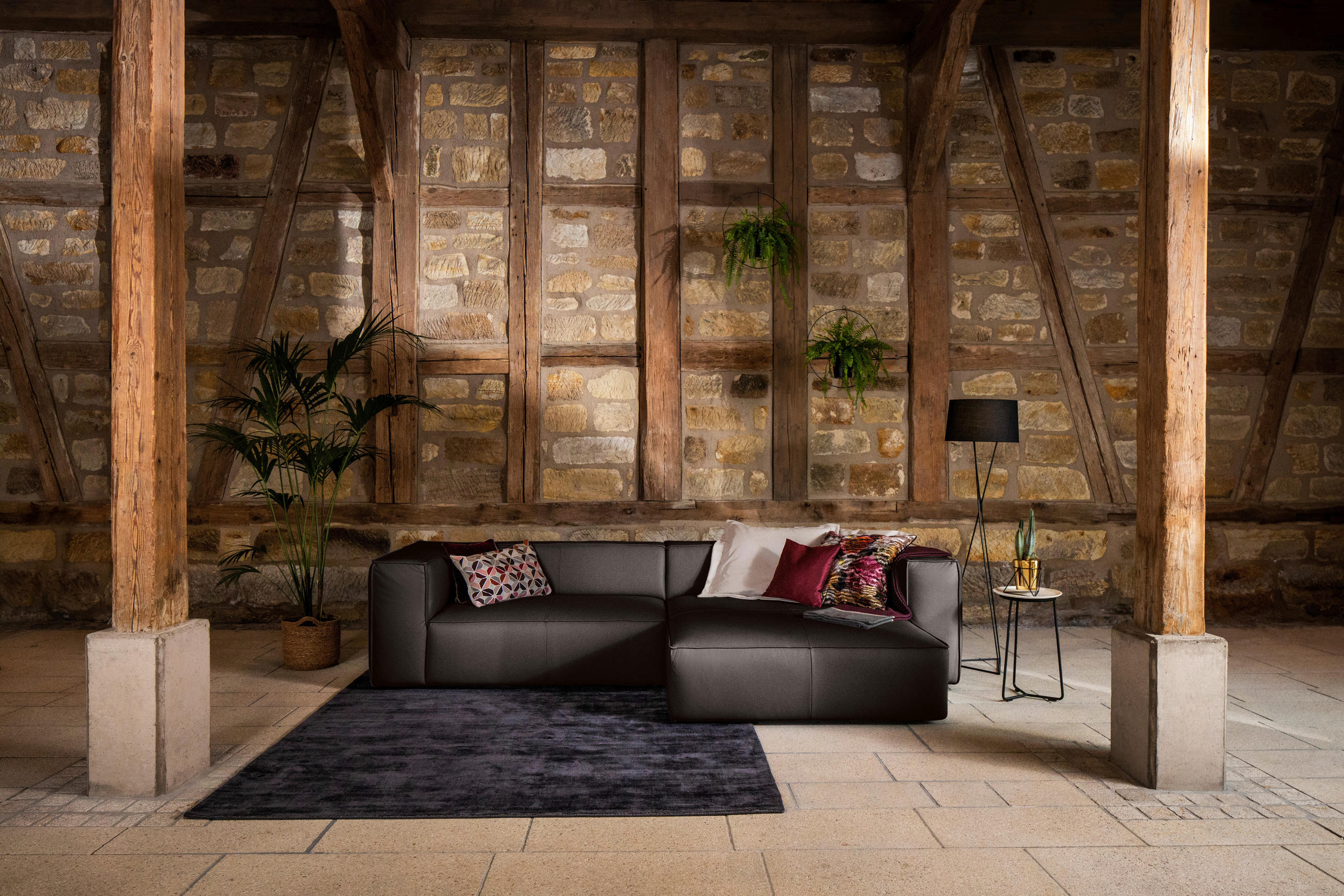 ECKSOFA around the block Braun Echtleder  - Schwarz/Braun, MODERN, Leder/Kunststoff (300/164cm) - Chilliano
