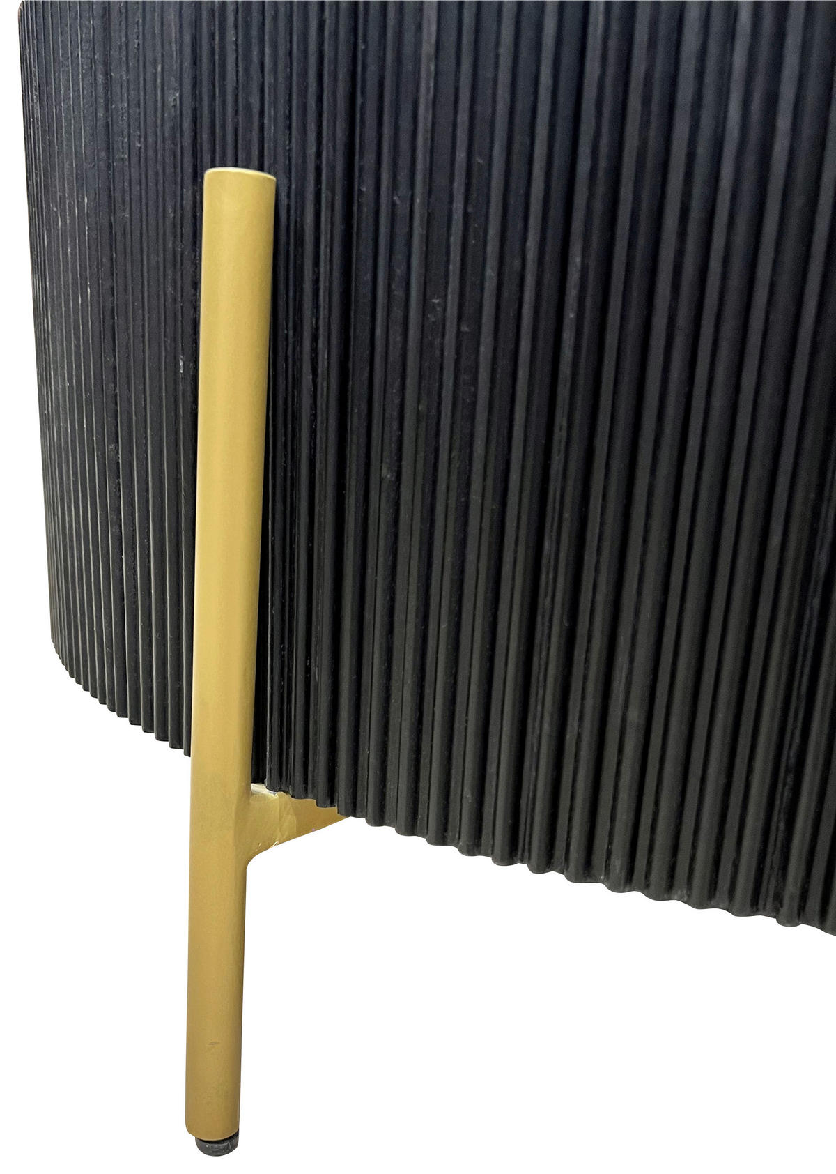 COUCHTISCH Mangoholz vollmassiv 80/80/45 cm rund Schwarz, Goldfarben  - Goldfarben/Schwarz, Design, Holz/Stein (80/80/45cm) - Landscape
