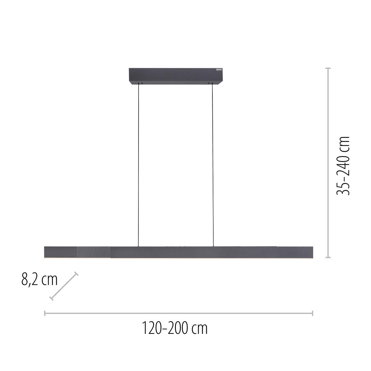 LED-HÄNGELEUCHTE Pure-Moto-Rise 200/8,2/240 cm  - Schwarz, Design, Kunststoff/Metall (200/8,2/240cm) - Neuhaus PURE