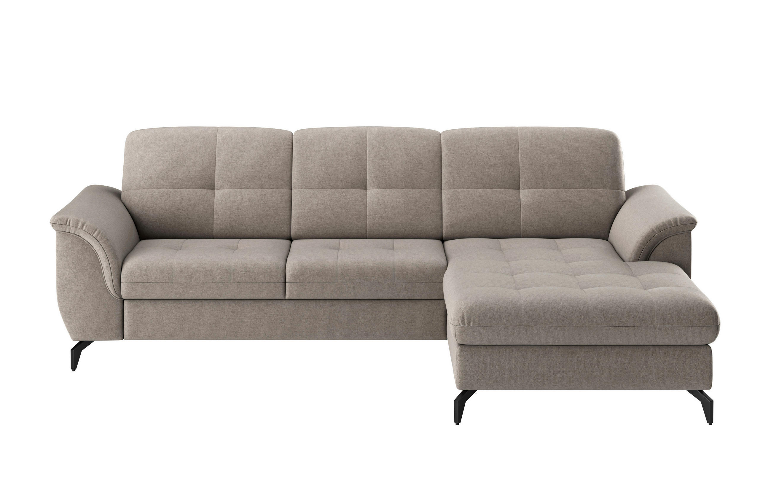 ECKSOFA in Flachgewebe Taupe  262/164 cm  - Taupe/Schwarz, MODERN, Textil/Metall (262/164cm) - Sit & More
