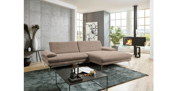 ECKSOFA in Velours Hellbraun 284/184 cm - Hellbraun/Schwarz, Design, Textil/Metall (284/184cm) - Dieter Knoll