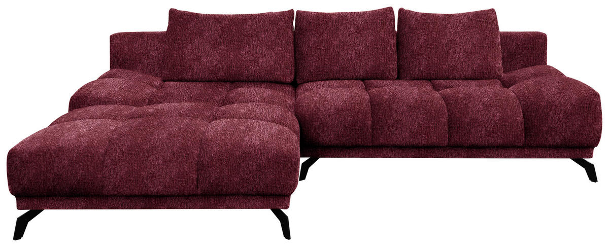 ECKSOFA Dunkelrot Chenille  - Schwarz/Dunkelrot, MODERN, Textil/Metall (182/290cm) - Hom`in