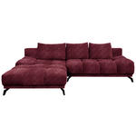 ECKSOFA in Chenille Dunkelrot  - Schwarz/Dunkelrot, MODERN, Textil/Metall (182/290cm) - Hom`in