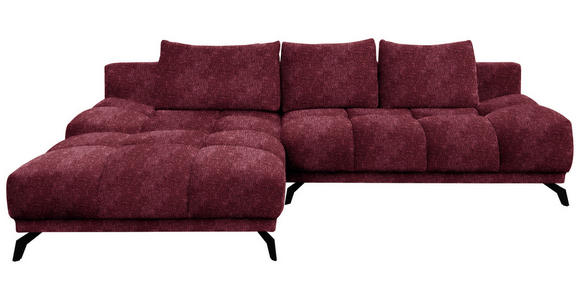 ECKSOFA in Chenille Dunkelrot  - Schwarz/Dunkelrot, MODERN, Textil/Metall (182/290cm) - Hom`in