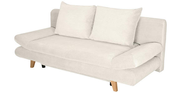 SCHLAFSOFA mit Schlafen auf Sitzhöhe, haustierfreundlicher Bezug Cord Beige - Beige/Buchefarben, KONVENTIONELL, Holz/Textil (200/75/85cm) - Carryhome