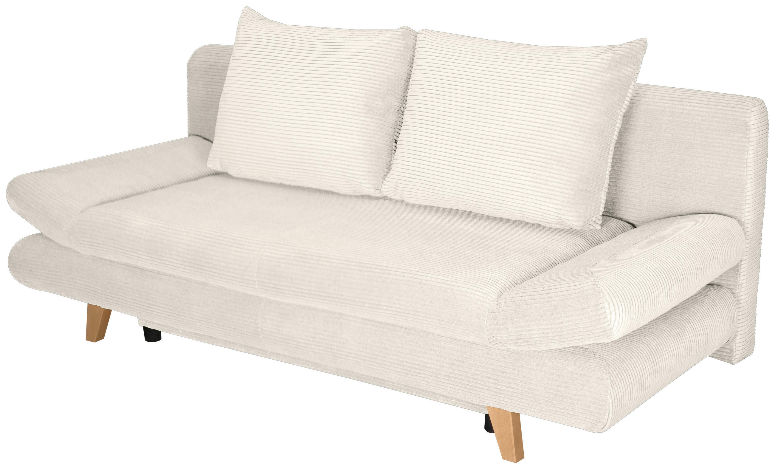 SCHLAFSOFA Cord Beige  - Beige/Buchefarben, KONVENTIONELL, Holz/Textil (200/75/85cm) - Carryhome