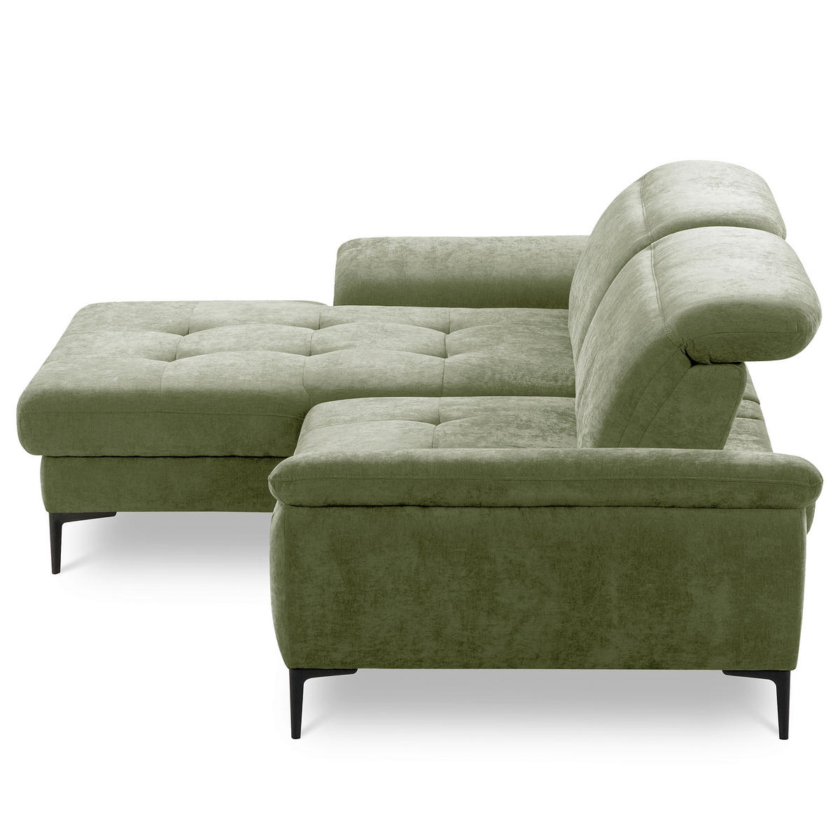 ECKSOFA  Webstoff Grün  - Schwarz/Grün, Design, Textil/Metall (195/268cm) - Livetastic