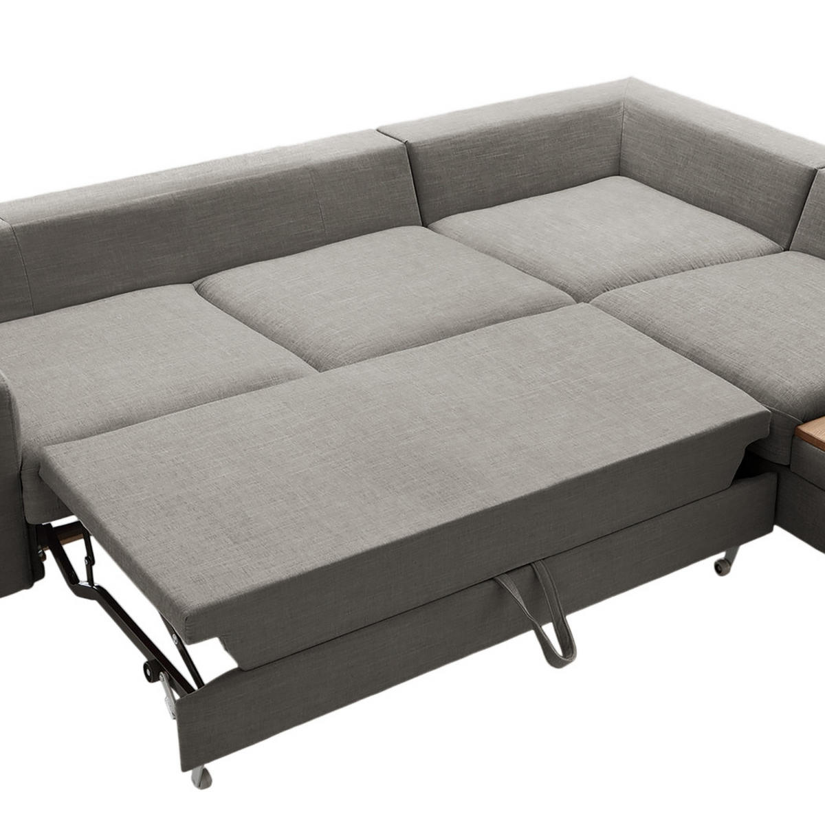 ECKSOFA in Webstoff Dunkelgrau  - Dunkelgrau/Eschefarben, Modern, Holz/Textil (260/90/204cm) - Trendmanufaktur