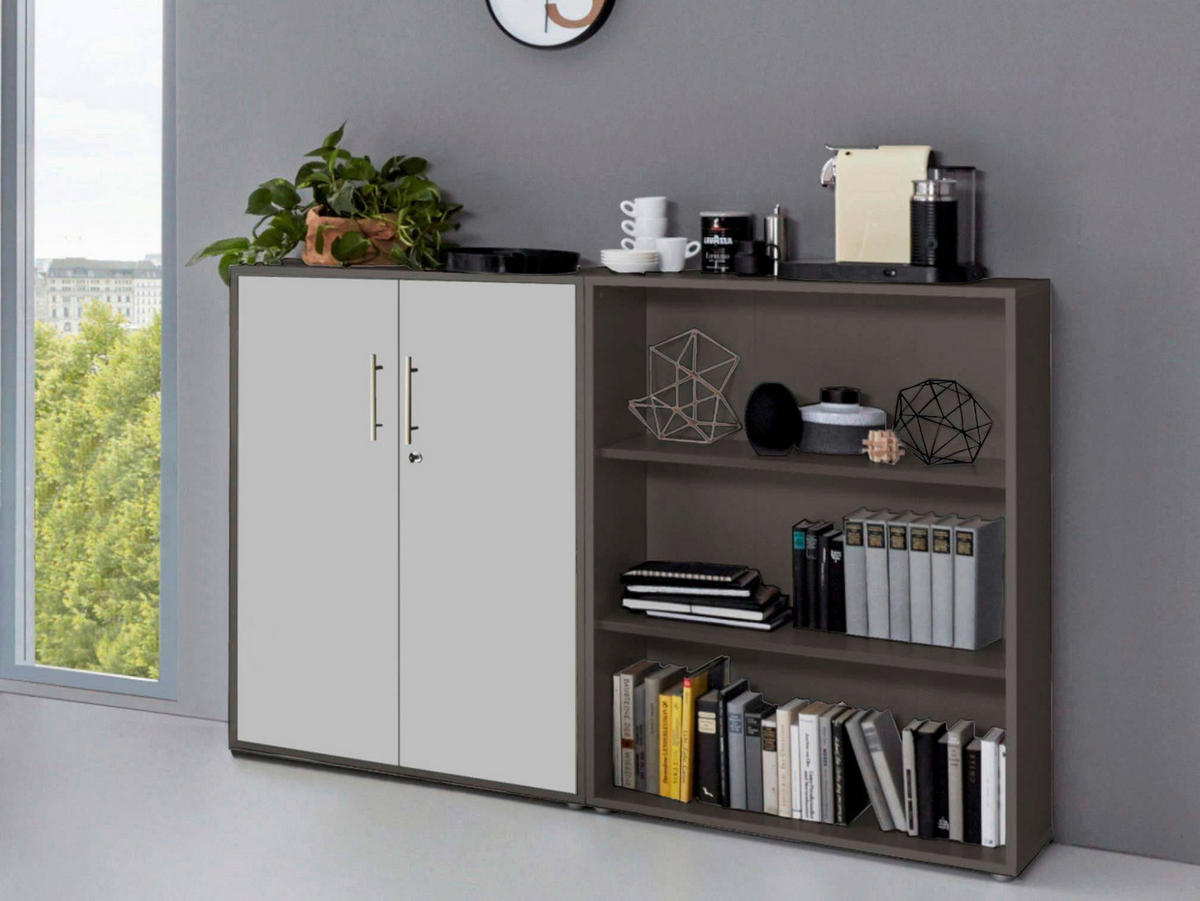 AKTENSCHRANK Anthrazit, Hellgrau  - Anthrazit/Hellgrau, MODERN, Holzwerkstoff (168,8/113,6/33cm) - MID.YOU