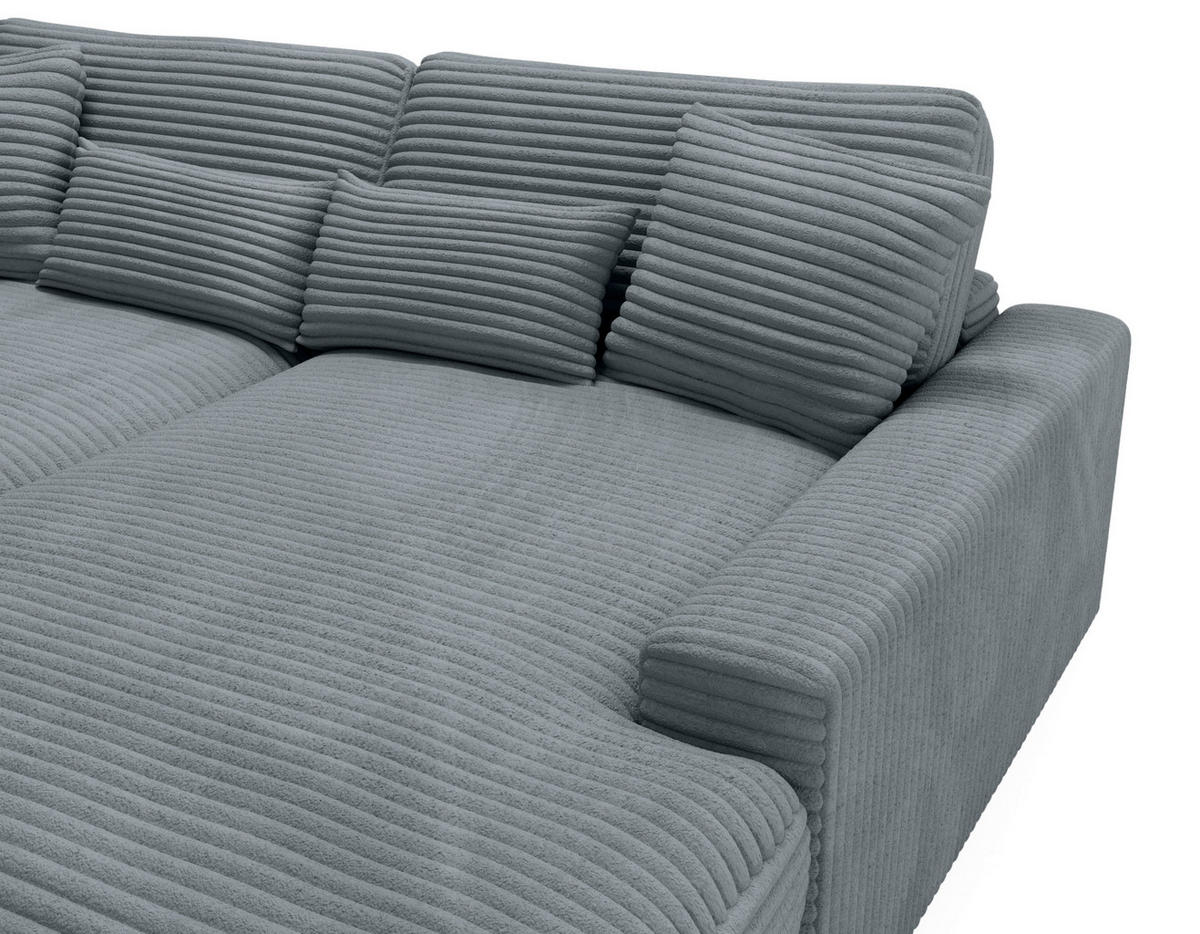BIGSOFA Cord Grau  - Schwarz/Grau, MODERN, Kunststoff/Textil (230/85/190cm) - Carryhome