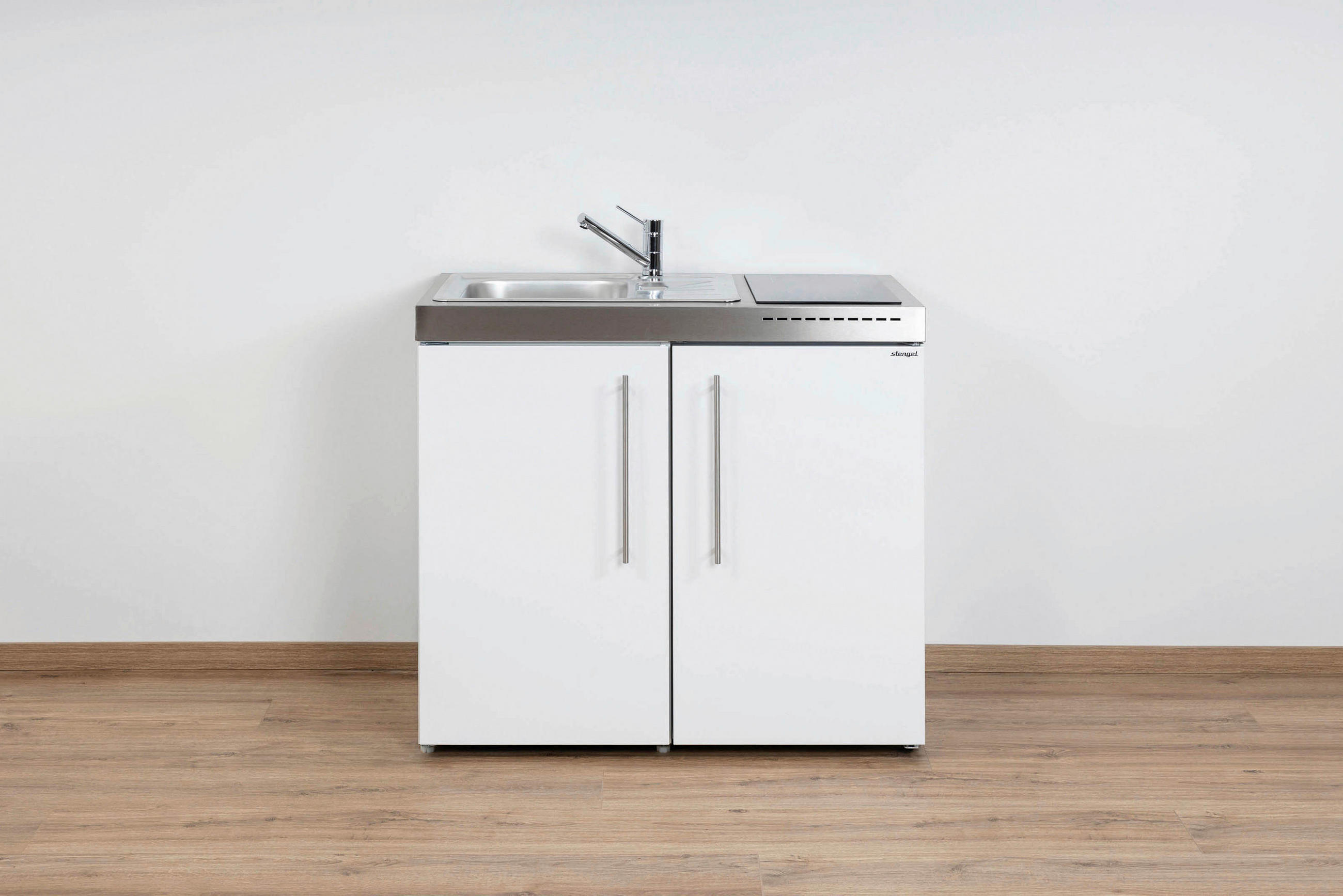 MINIKÜCHE  100/89/60 cm  in Weiß  - Edelstahlfarben/Weiß, Basics, Metall (100/89/60cm)