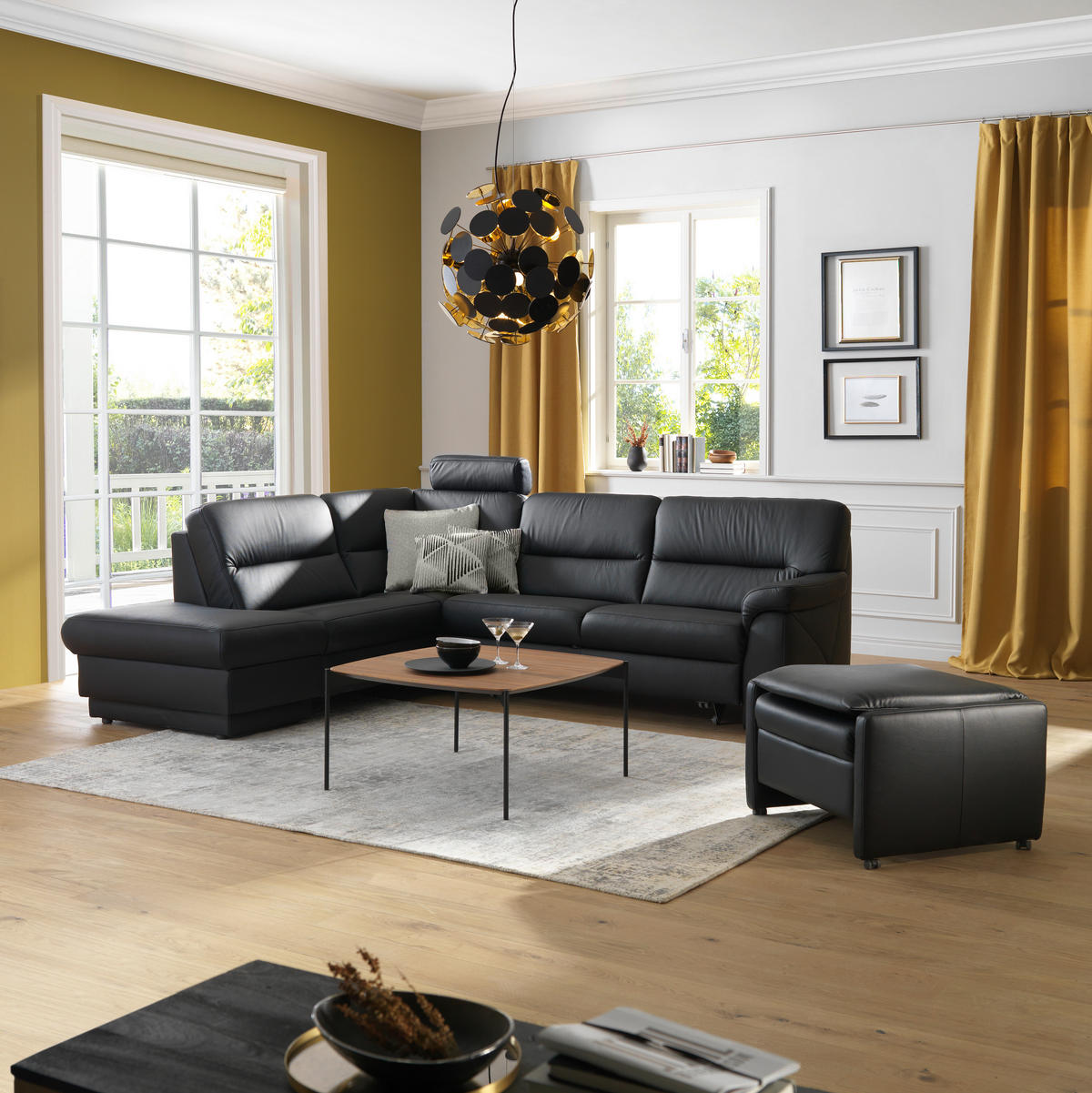 ECKSOFA in Echtleder Schwarz  - Schwarz, Konventionell, Leder (234/267cm) - Himolla