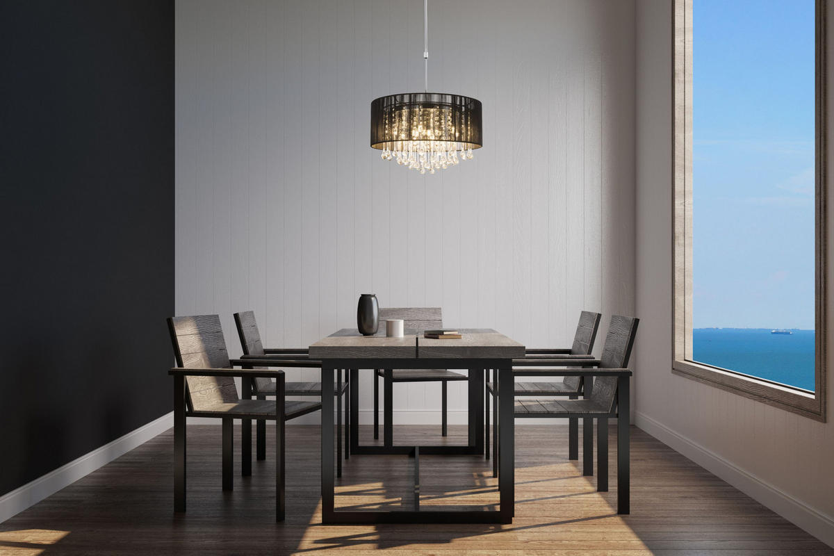 HÄNGELEUCHTE 50/75-120 cm   - Schwarz, LIFESTYLE, Glas/Textil (50/75-120cm) - Globo