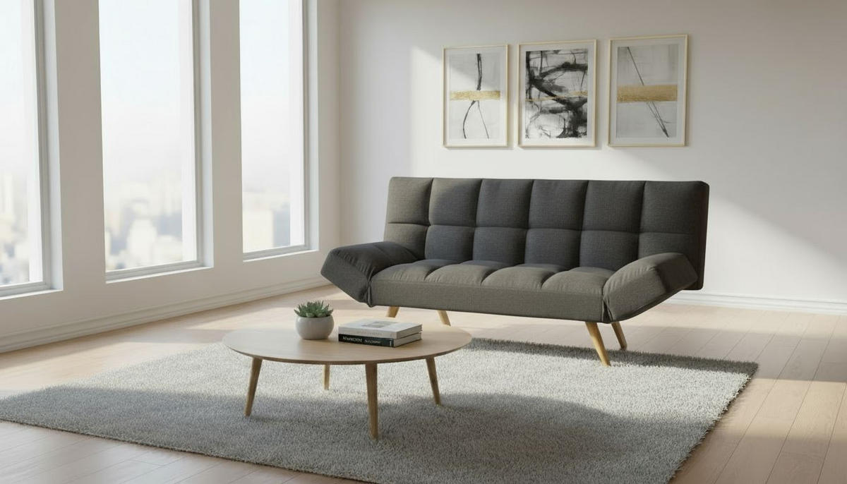 SCHLAFSOFA Webstoff Dunkelgrau  - Dunkelgrau/Naturfarben, Design, Textil/Metall (182/87/82cm) - Livetastic