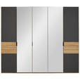 DREHTÜRENSCHRANK 252/214/62 cm,  in Anthrazit, Eichefarben, 5-türig  - Eichefarben/Anthrazit, Natur, Glas/Holz (252/214/62cm) - Valnatura