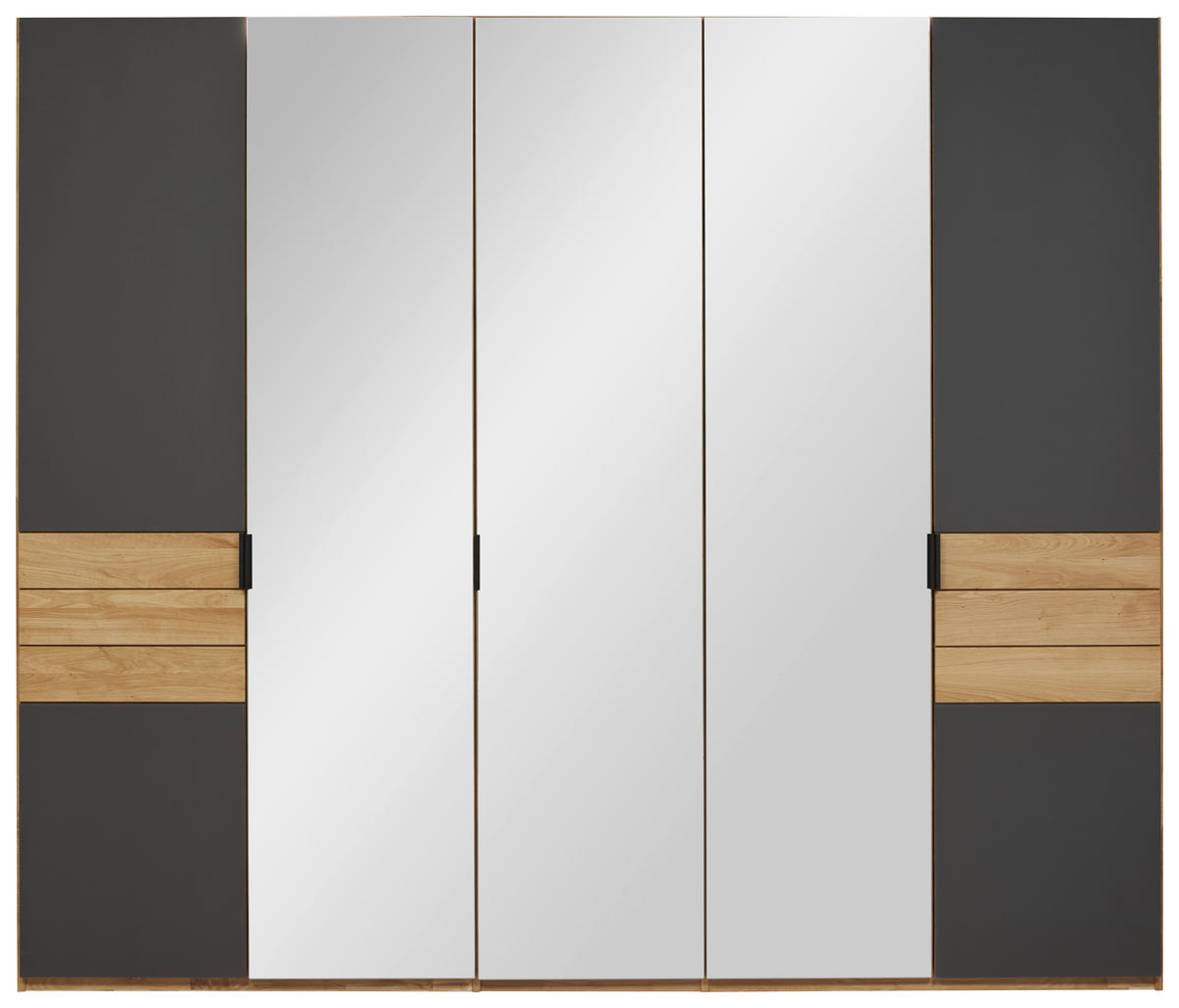 DREHTÜRENSCHRANK 252/214/62 cm 5-türig Anthrazit, Eichefarben  - Eichefarben/Anthrazit, Natur, Glas/Holz (252/214/62cm) - Valnatura
